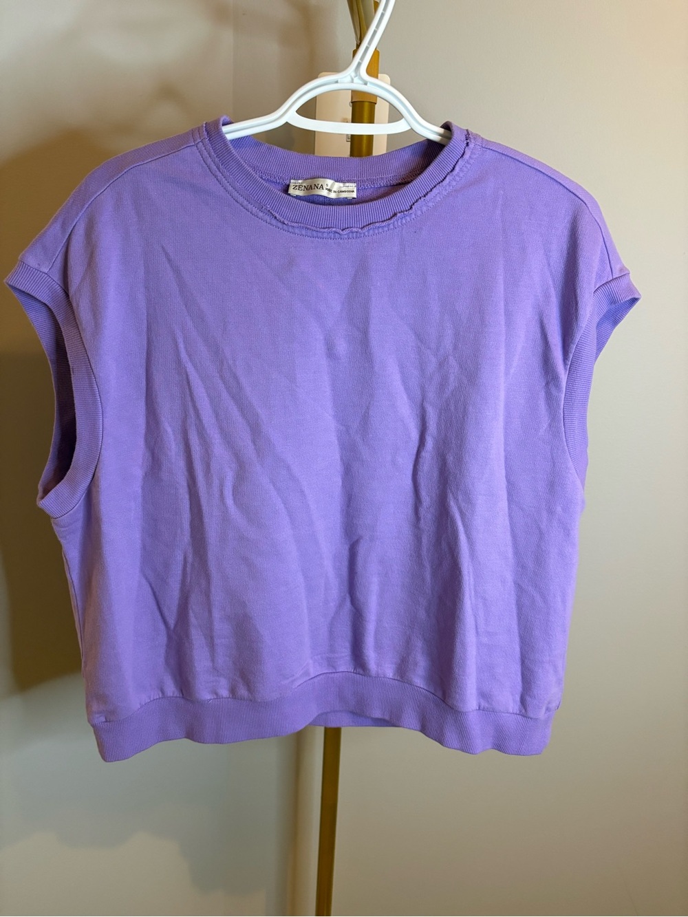Zenana Outfitters Lavender Sleeveless Boxy Shirt